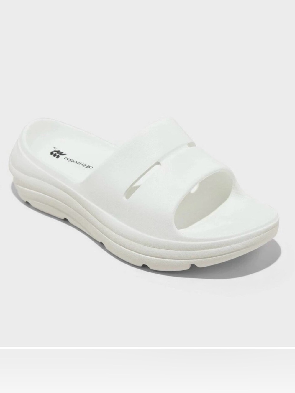 Ladies Size 10 NEW all in motion White Slide Sandals with Cushioned Platform